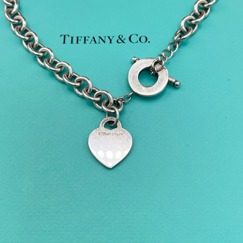 🔴Authentic Tiffany & Co. Sterling Silver RTT Heart Tag Toggle Link Necklace🔴 - Picture 7 of 8